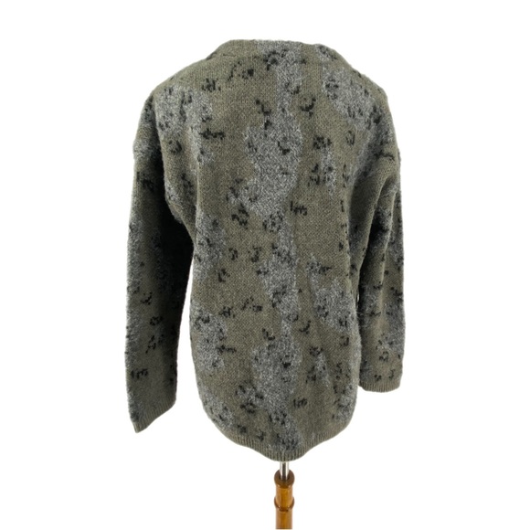 All Saints Grey Black Khaki Patterned V-Neck Wool Blend Cardigan - Picture 4 of 12